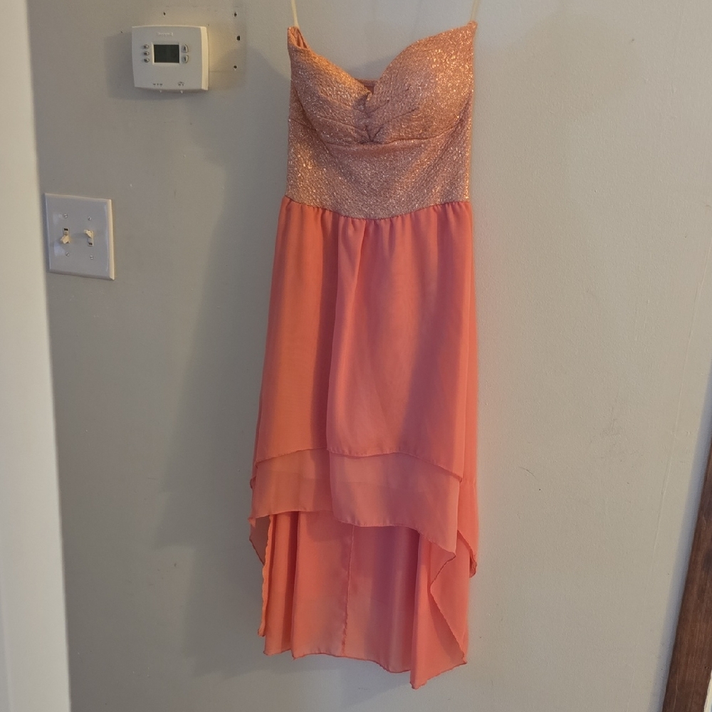 Elegant Peach High Low Dress